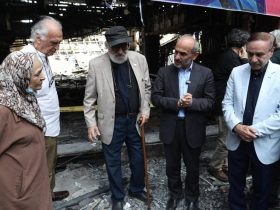 دیدار هنرمندان پیشکسوت با جبلی در ساختمان شیشه‌ای شیشه‌ای